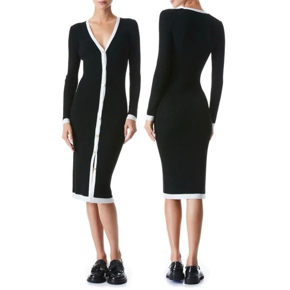 Alice + Olivia Alcina Rib Knit Wool Blend Sweater Dress worn once! - Picture 5 of 15